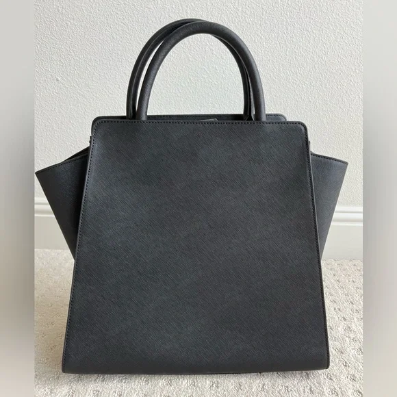 Zac Posen Saffiano Leather Black Top Handle Tote - Picture 2 of 6